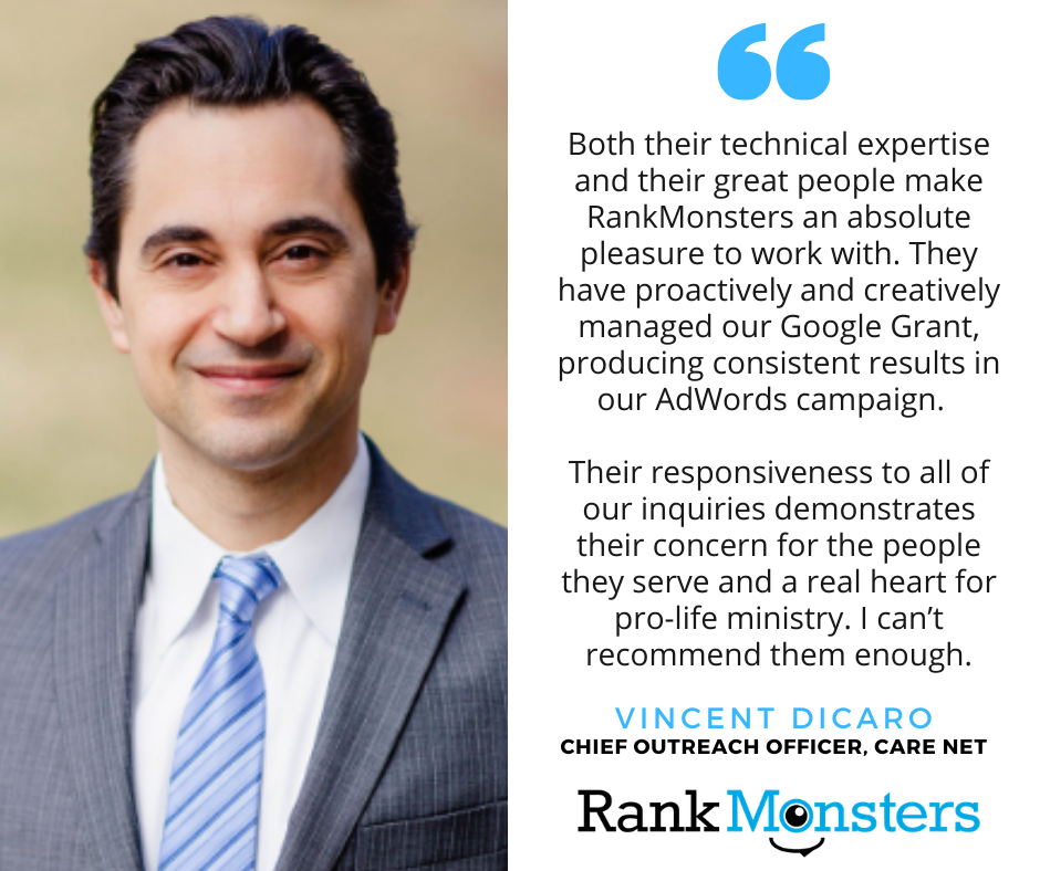 Care Net testimonial for RankMonsters